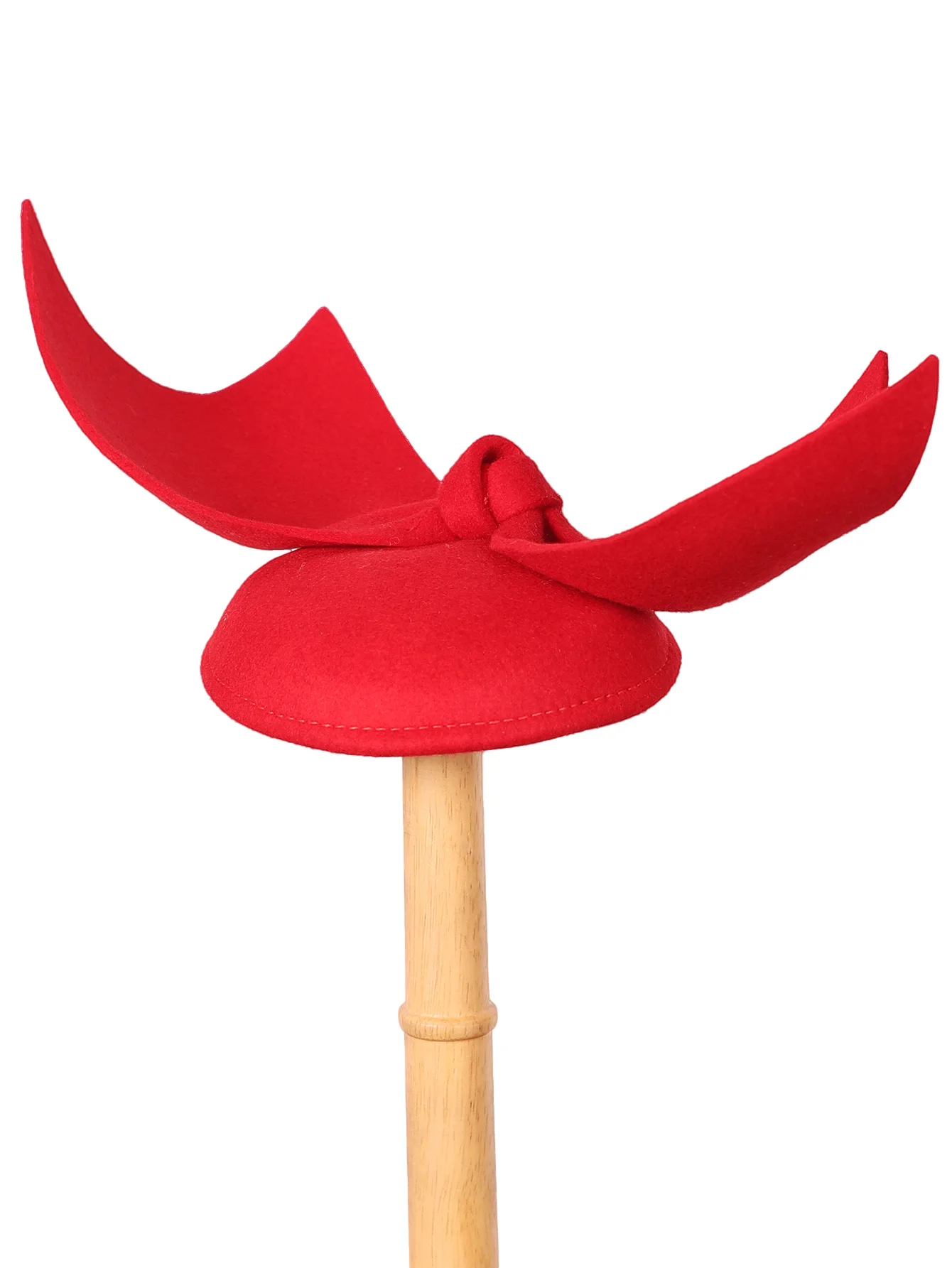 Red Wool Felt Fascinator Hats For Women Ladies Black Tea Party Dress Wedding Vintage Formal Church Cocktail Hat With Bow