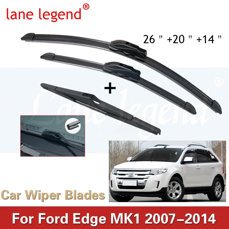 

For Ford Edge MK1 2007-2014 Front Rear Wiper Blades Brushes Cutter Accessories J Hook 2007 2008 2009 2010 2011 2012 2013 2014