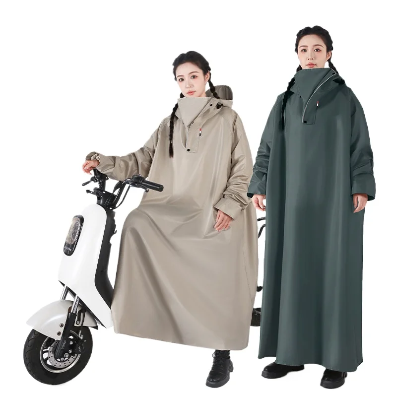 

Electric Bicycle Raincoat Full-Body One-Piece Thickened & Lengthened Motorcycle Rain Poncho Unisex Anti-Storm Riding Raincoat