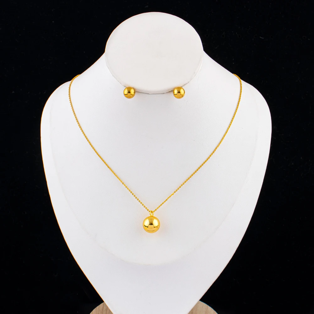 Women's Italian Gold Color Necklace & Earrings Set