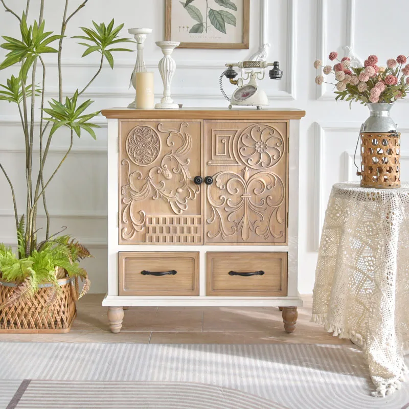 

INNOVA New Design Kitchen Dining Room Furniture Accent Carved Wooden Storage Cabinet Sideboard with Doors and Drawers