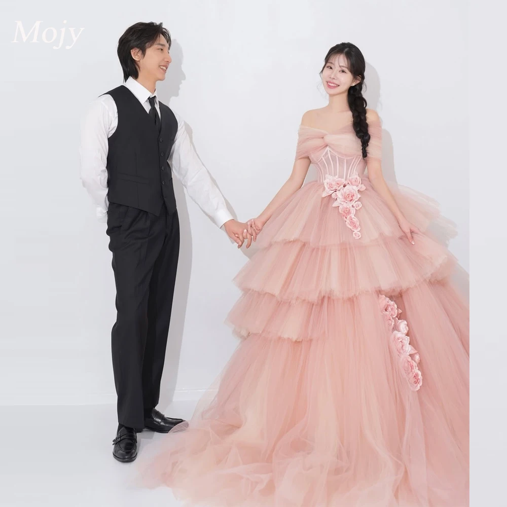 

Mojy Blush Pink Милая Тюлевое многоярусное вечернее платье Корейское свадебное платье Фотосессия Милая Пром платья по индивидуальному заказу