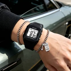 MAYZHISU Electronic Men's Block Digital Military Wristwatches LED Display Luminous Chronograph Waterproof Men Watches for Man