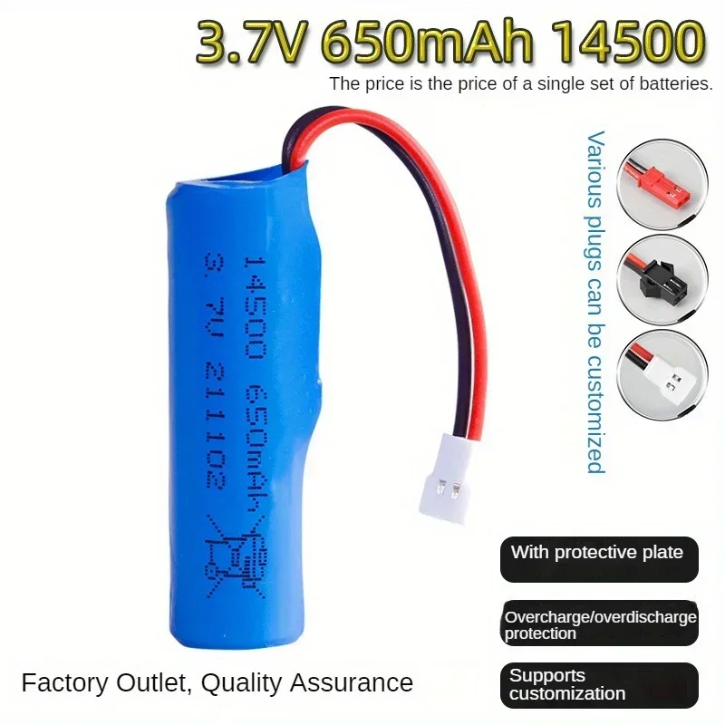 3.7V 650mAh 10pc Lithium Battery 14500 With Protective Plate 10C High Speed Q9 Remote Control Boat Q10 Motorcycle Battery