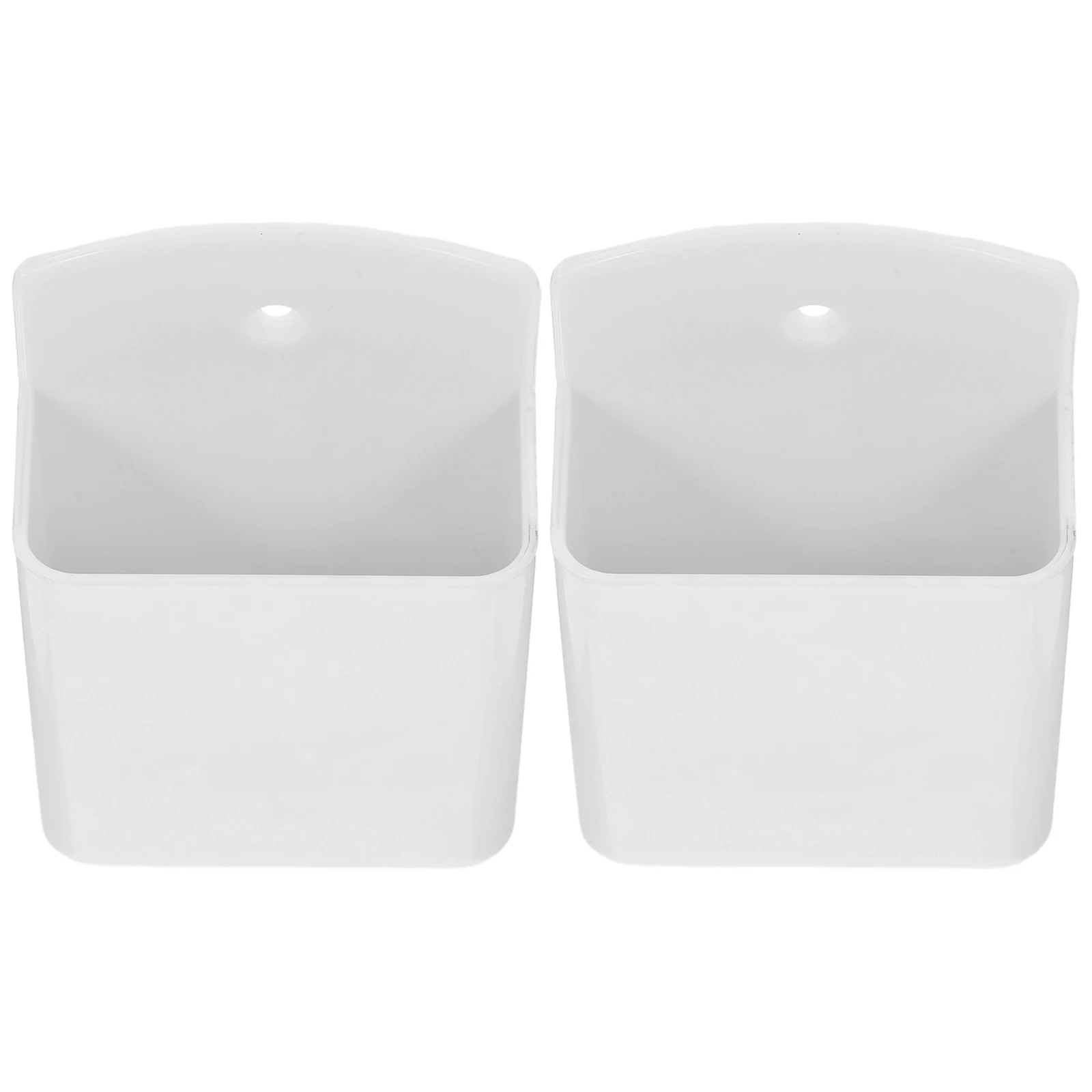 

2pcs White Wall Mount Storage Box for Remote Control Holder Organizer No Nails Bedroom Living Room Home Office Solution