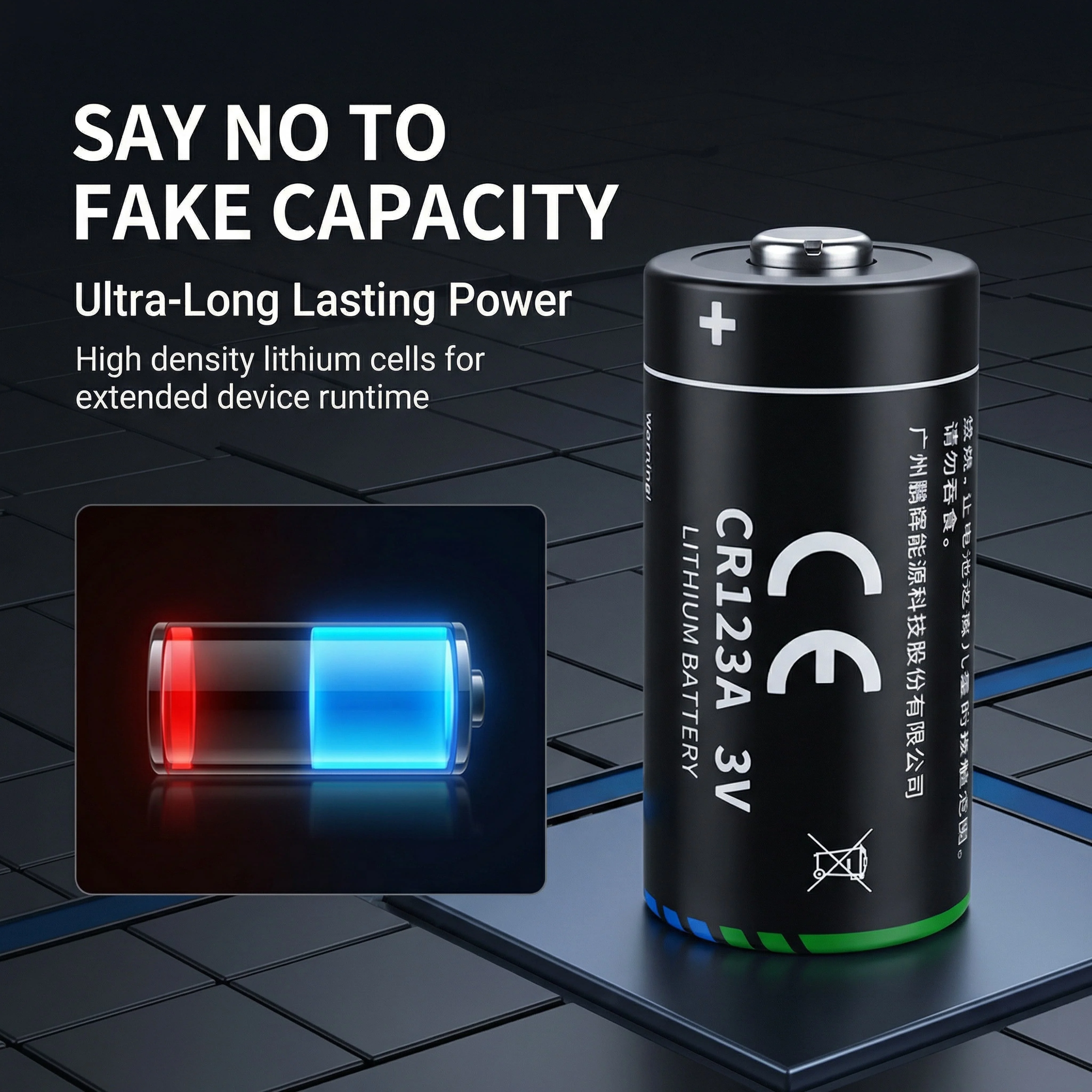 CR123A CR17345 3V 1500mAh Li-MnO2 Primary Lithium Cell Stable Voltage For Camera Industrial IoT Detector