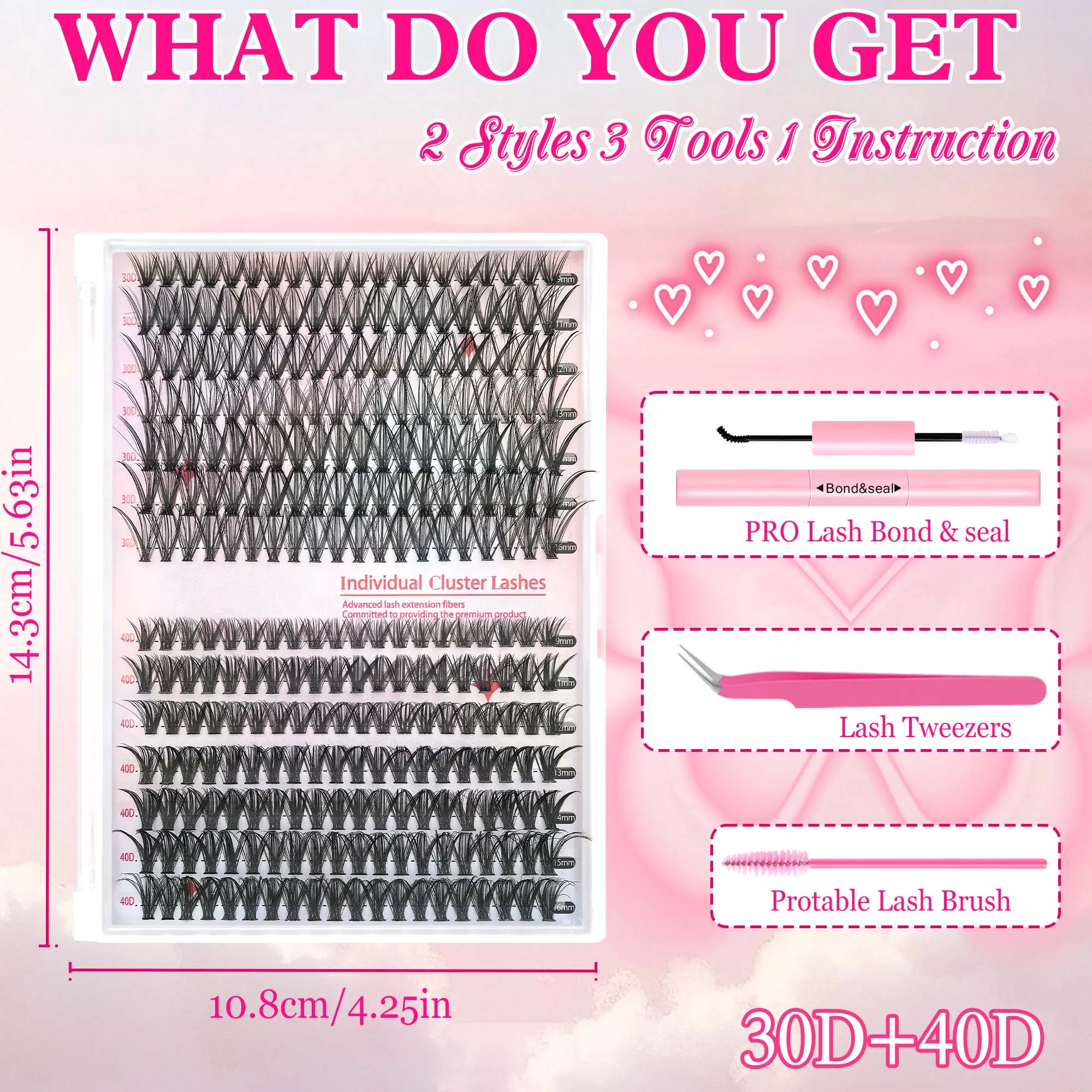 280PCS-D カールつけまつげストリップ、接着剤、ブラシ、ピンセット付き、音楽祭、クリスマス、そしてあらゆる楽しいお祝いにDIY