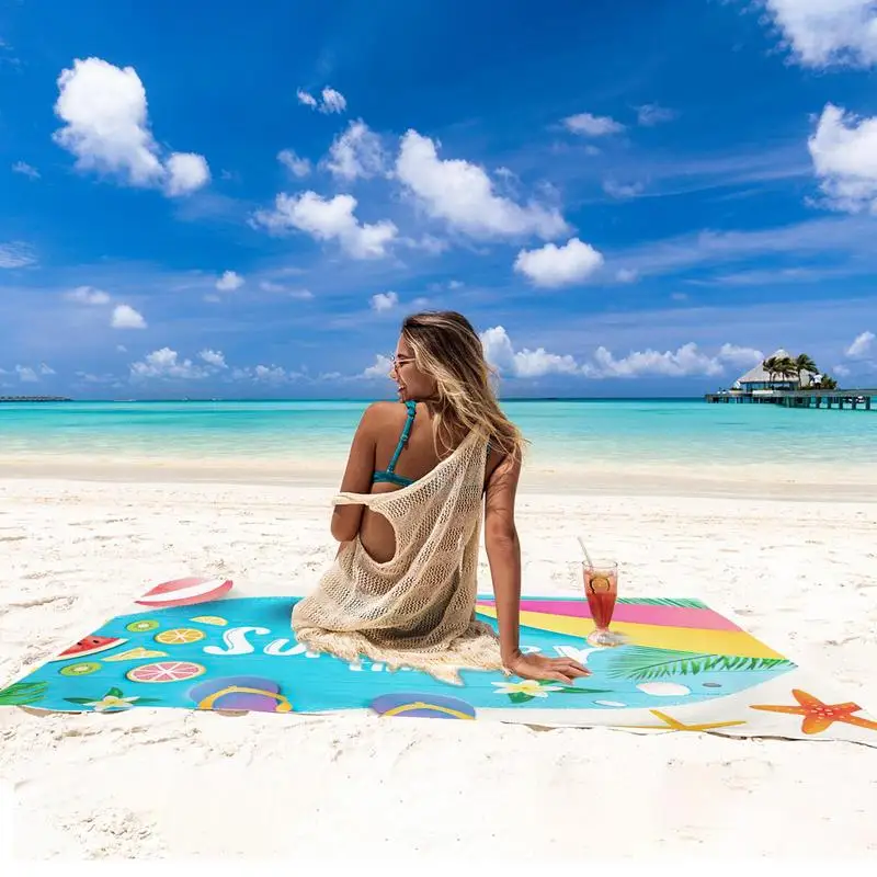 Quick Dry Beach Towel Beach Landscape Print Fine Fiber Beach Towel Ultra-Absorbent Fine Fiber Polyester Beach Towel Summer