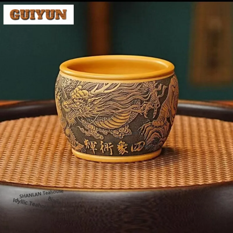 160ml Yixing Purple Clay Dragon Phoenix Tiger Tortoise Teacup Zen Tea Bowl Jug Tea-tasting Smelling Cup Chazhan Master Cups Cha