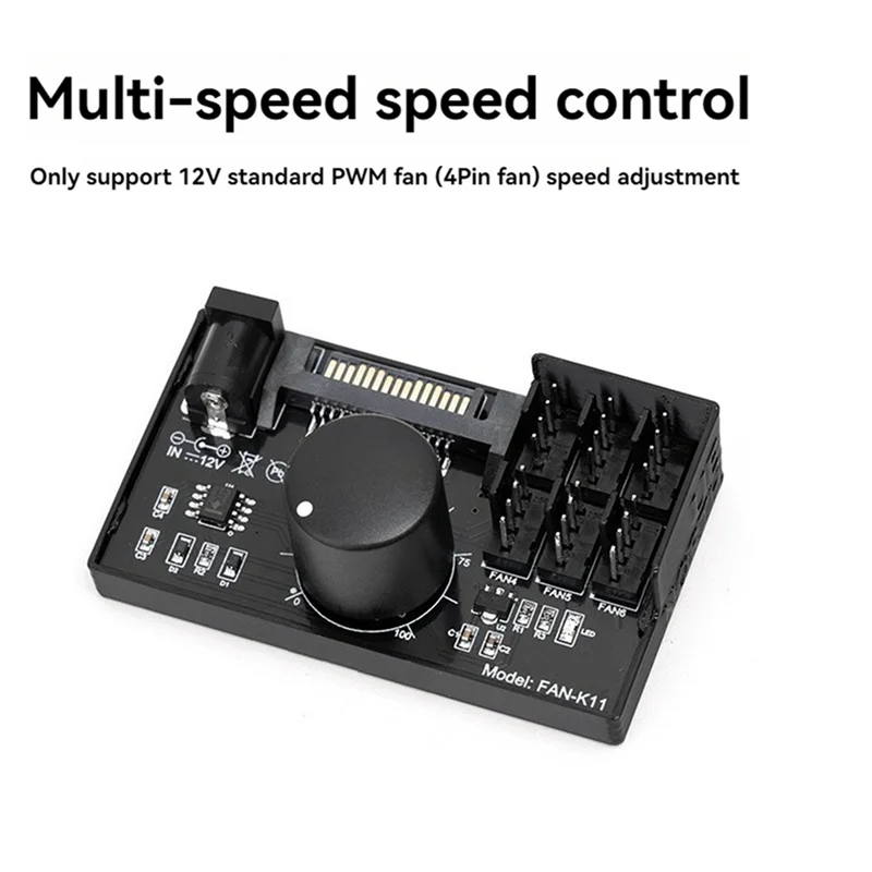APPLIA-2X Controlador de velocidad del ventilador PWM Alta potencia Sata DC Power Regulador de ventilador de 4 pines Servidor NAS Control de velocidad del ventilador Regulación de velocidad PWM
