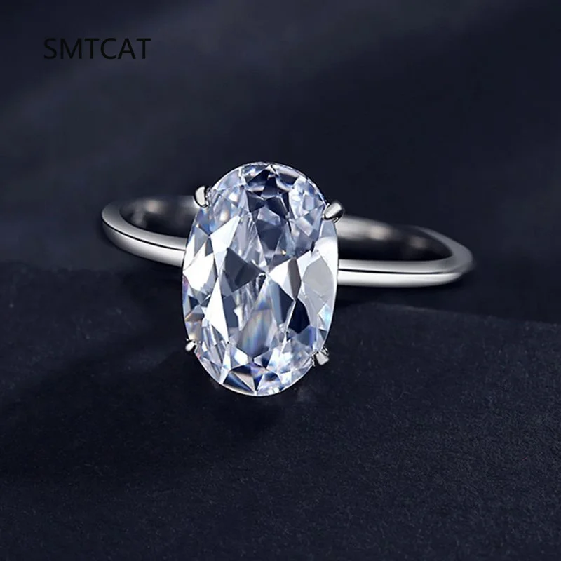 Basic 925 Sterling Silver Big Luxury Oval Cut Clear Zirconia Finger Ring For Women Engagement Wedding Band Promise Ring Anillos