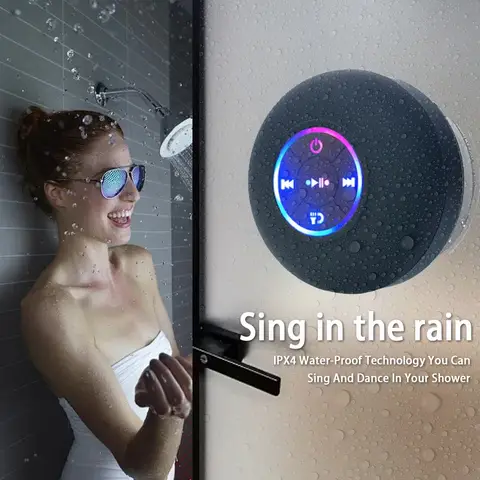 Portátil sem fio bluetooth alto-falante led ipx4 à prova dwaterproof água ao ar livre banheiro grande ventosa mini caixa de som estéreo