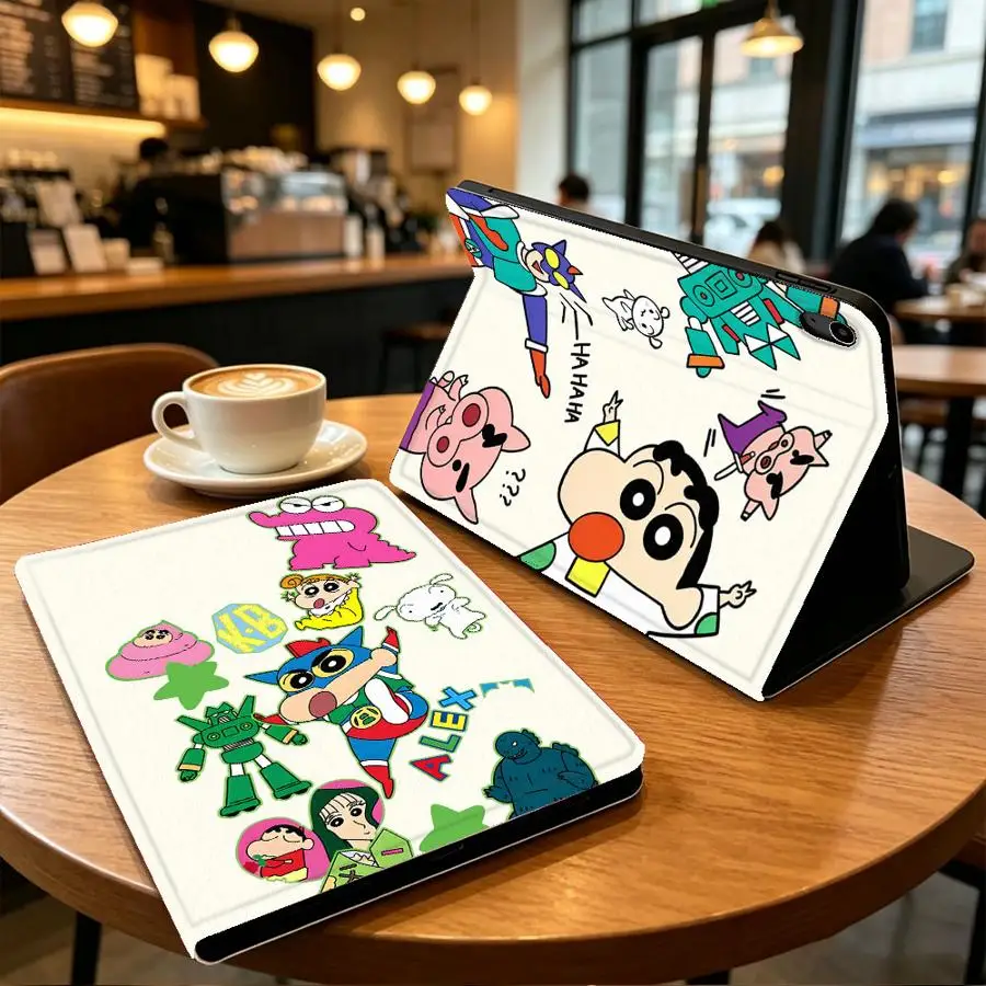 Cute Shin-Chans Cartoon Case for Apple iPad Pro11 13 10th 7/8/9th Air 11 13 M4 M3 M2 A16 2026 With Pencil Holder Air 4/5/6th