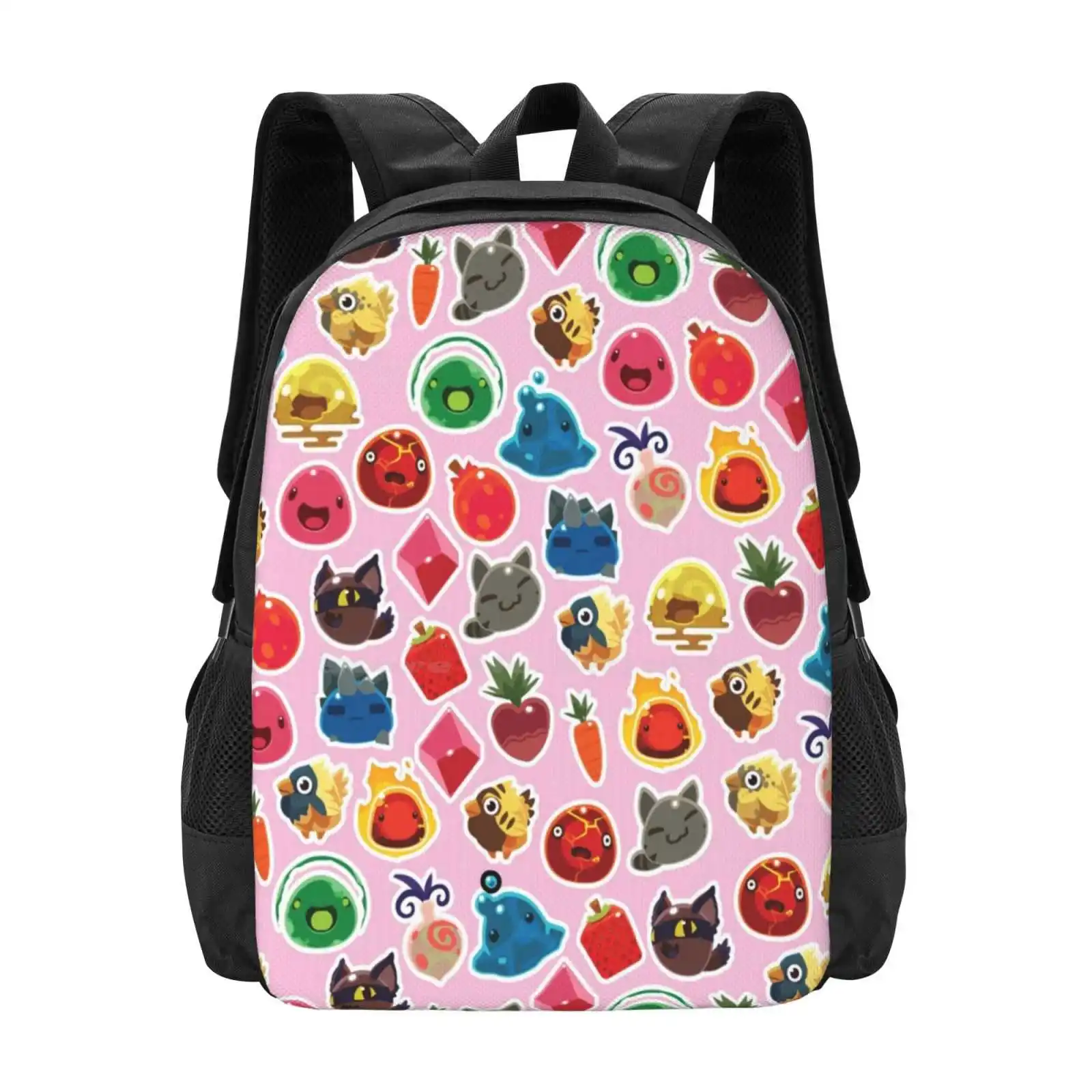 

Cute Pink Slime Rancher Pattern Pattern Design Bag Student'S Backpack Slime Rancher Video Games Gamer Girl Chickadoo Hen Hen