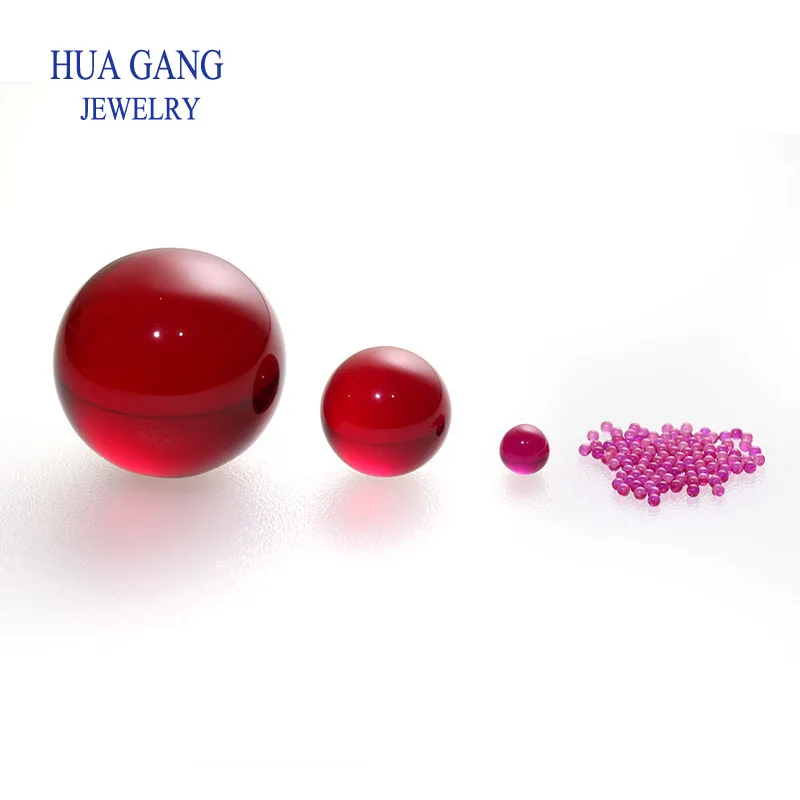 Synthetic gems Corundum 5# Round ball Ruby Perforated bead  Red for Jewelry Making view 4