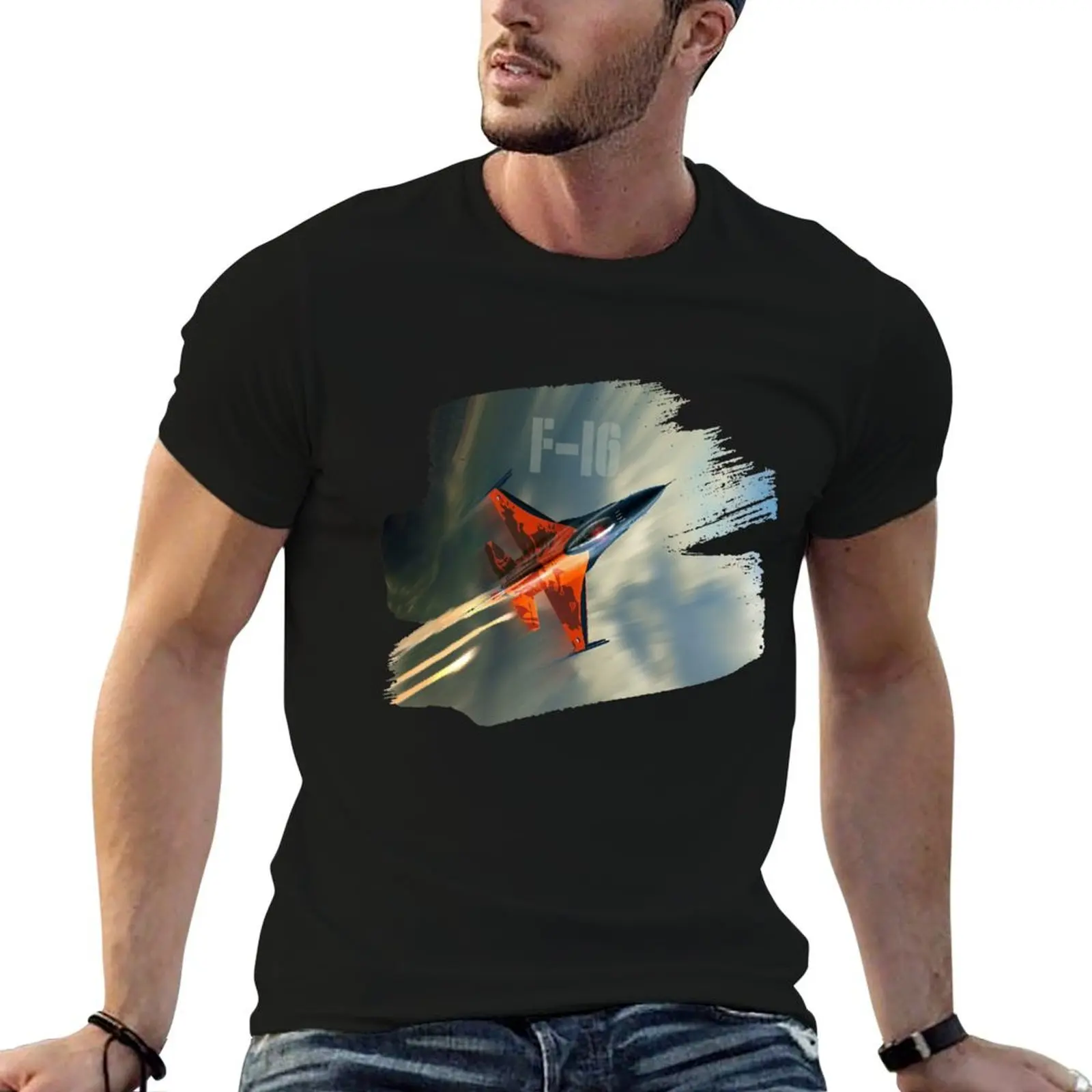 F-16 T-Shirt tops sports fans shirts graphic tees graphic t shirt vintage workout shirts for men