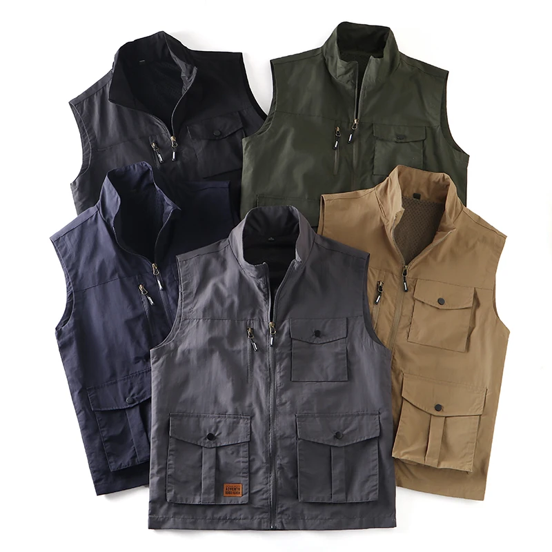 

Повседневный жилет для улицы, мужская рабочая одежда, дизайн с наконечниками, многоэтажный дизайн, модный весенний жилет для молодежи