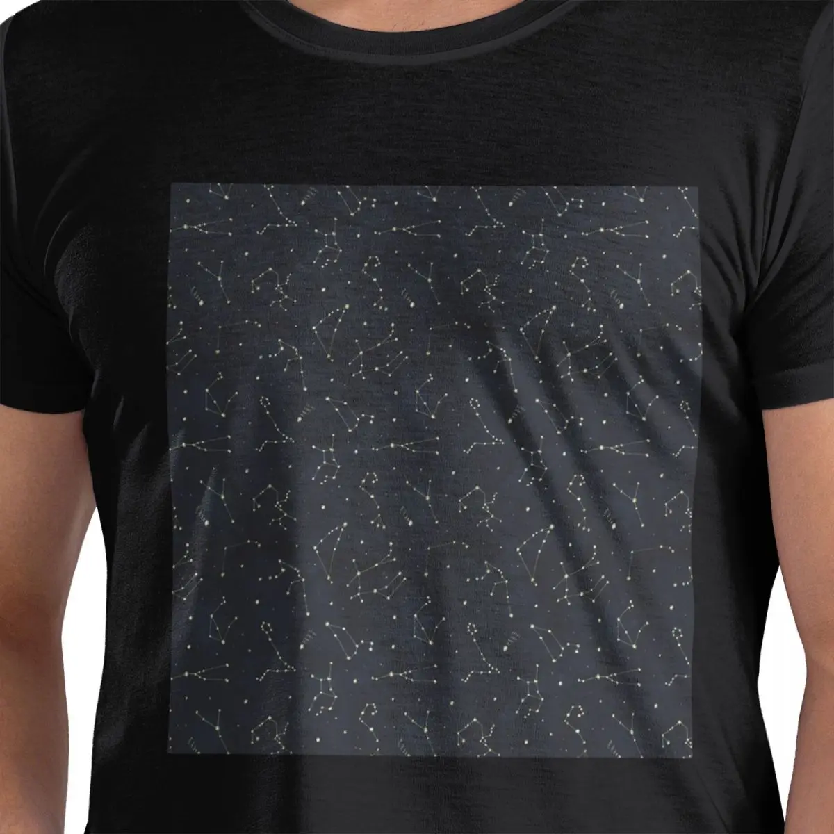 

Night Sky Golden Celestial Stars Zodiac Constellations 100% Cotton T-Shirt Men's Oversized T Shirts Men Round Neck Sleeve S-6XL