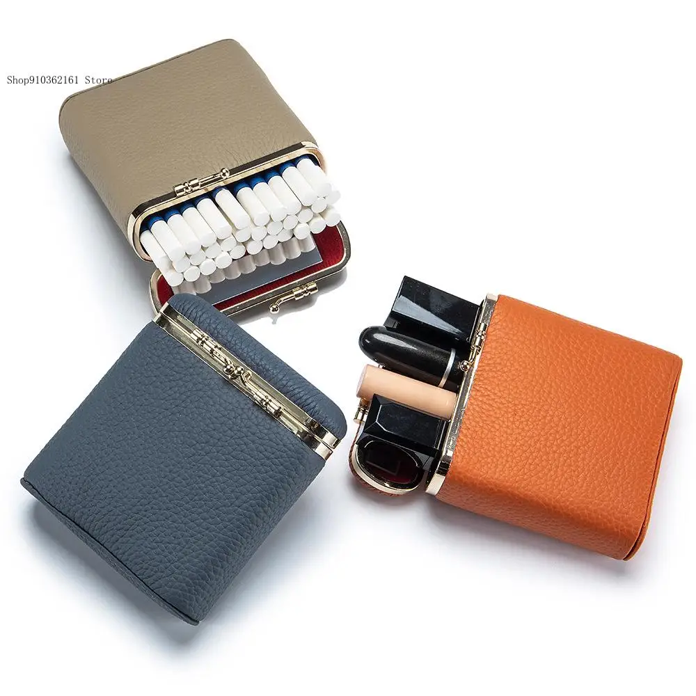 Genuine leather creative portable cigarette box storage coin bag lipstick box clip bag lipstick envelope female