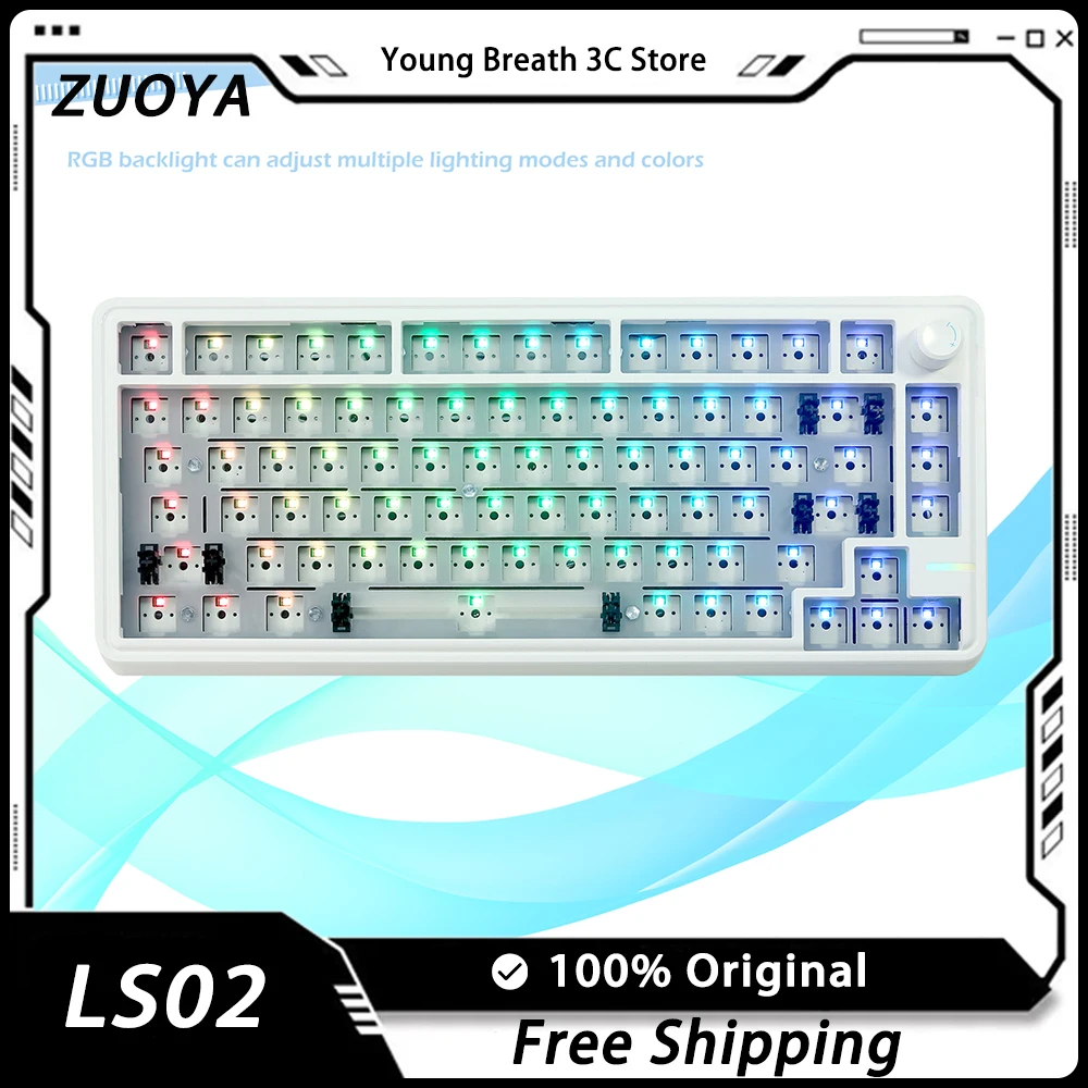 

ZUOYA LS02 Mechanical Keyboard Three Mode RGB Backlit 82Key PC Accessories Windows Mac Gaming Office Customization Keyboard Gift