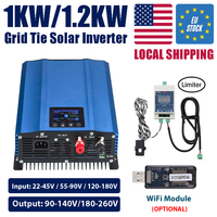 1KW 1200W Grid Tie Solar Inverter Battery Discharge DC 24V 26-45V/48V 55-90V PV Panels Input to AC 110V With LCD Limiter