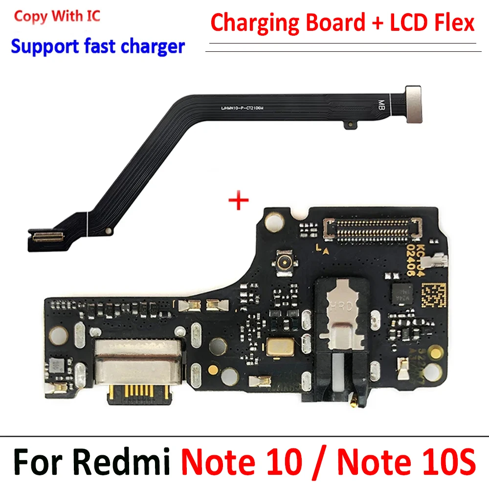 USB Charging Port Dock Connector Micro Board LCD Main FPC Mainboard Power On Off Flex Cable For Xiaomi Redmi Note 10 / Note 10s image 3