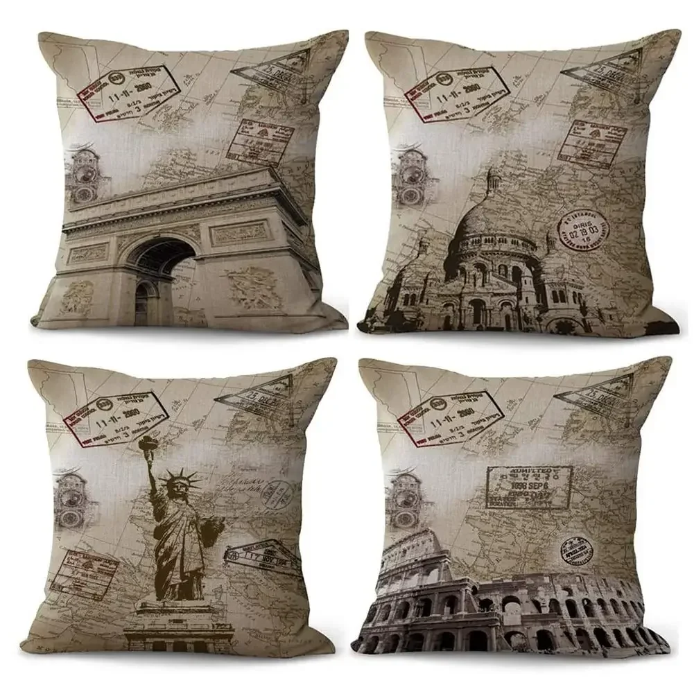 Statue of the Goddess Arc de Triomphe Arena linen pillowcase sofa cushion cover home decoration can be customized for you 40x40