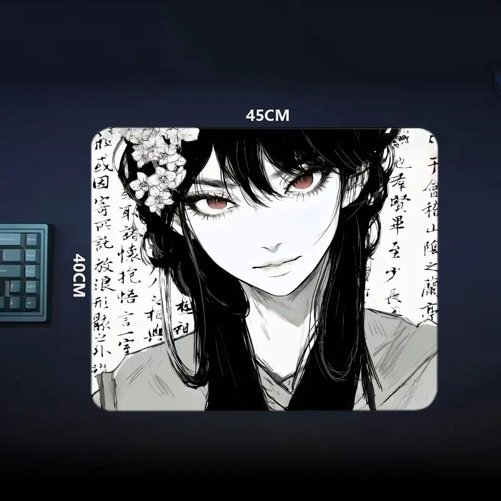 Japanese Girls Art Mouse Pad 40X45 Large Square Computer Office Game Table Mats Rubber Anti-slip Mousepads Small Decor Desk Pads