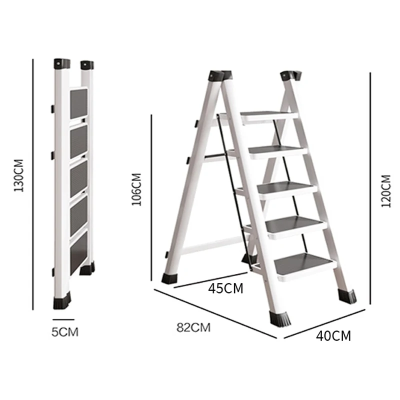 Indoor Foldable Miter Ladder 2-3 Step Multi-Functional Stool Thickened Aluminum Alloy Household Small Ladder 150KG Capacity
