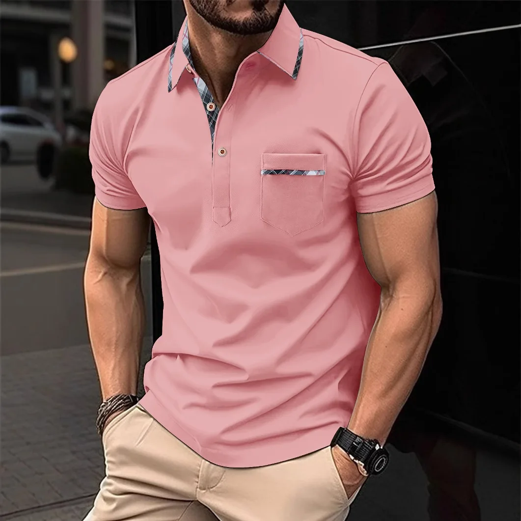 

2025 Cross border New Spring and Autumn Men's Polo Shirt Long Sleeve Striped Printed Men's Casual Polo Shirt Men