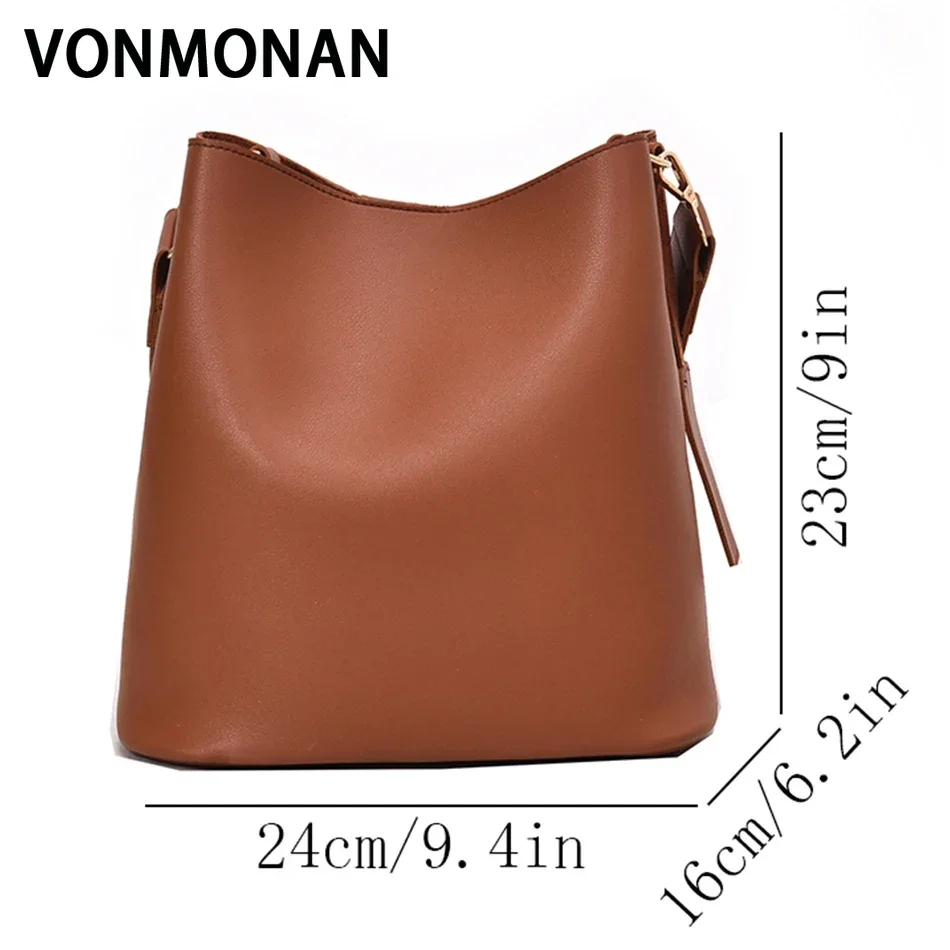 2piece/set Fashion Design Pu Leather Shoulder Crossbody Bag Casual Lady Tote Female Large Capacity Bucket purses and handbags