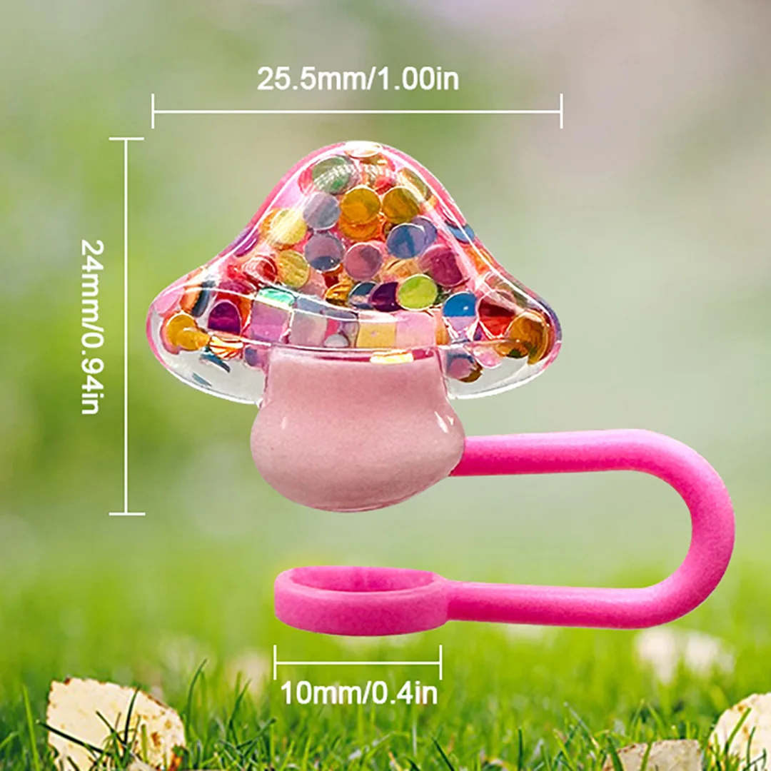 Silicone Candy Straw Cap Compatible With Stanley Cup Straw Protective Cover Fruit Cherry Dust Stopper Kitchen Tumblers Accessory