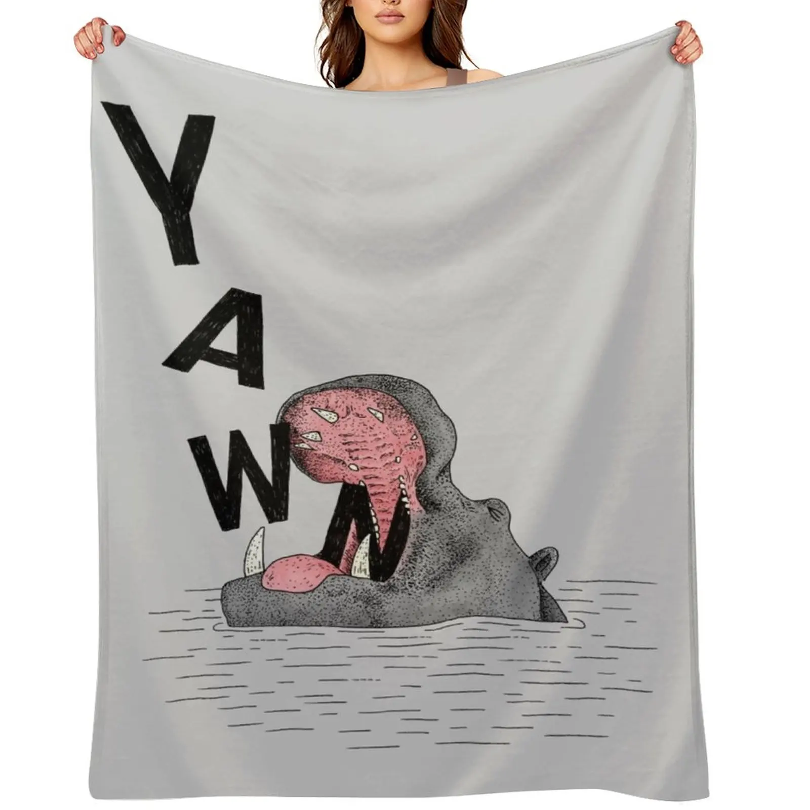 

Yawning Hippo Throw Blanket Flannel Quilt for babies Luxury St Blankets