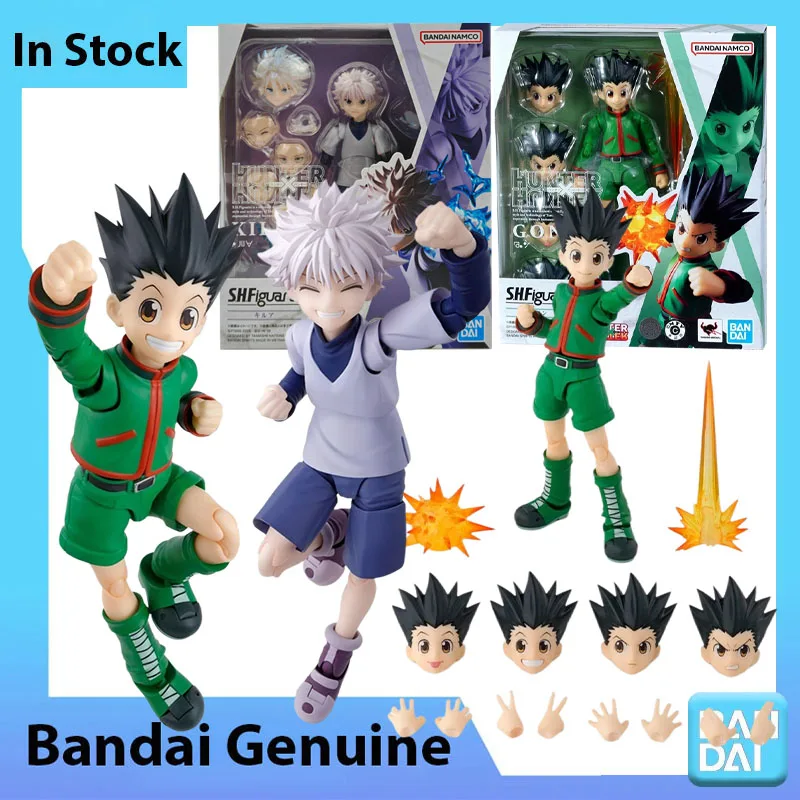 Коллекционная фигурка Bandai 100% Оригинальная модель Hunter X Hunter SHF Killua Gon, готовая модель, игрушка, подарок для мужчин