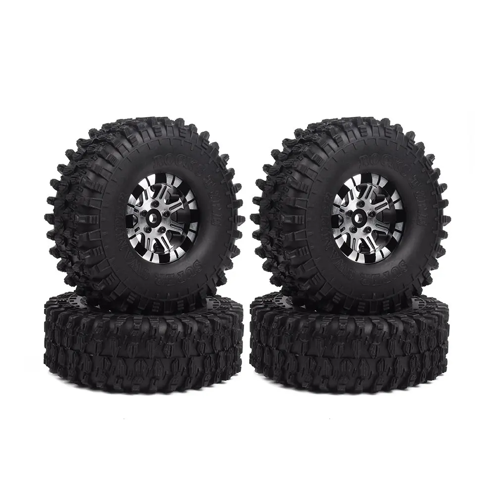 4PCS 1:10 Rock Crawler Car 120MM Tires 1.9 Inch Aluminum Alloy Beadlock Wheels Rim for 1/10 Buggy Truck TRX4  Axial SCX10 D90