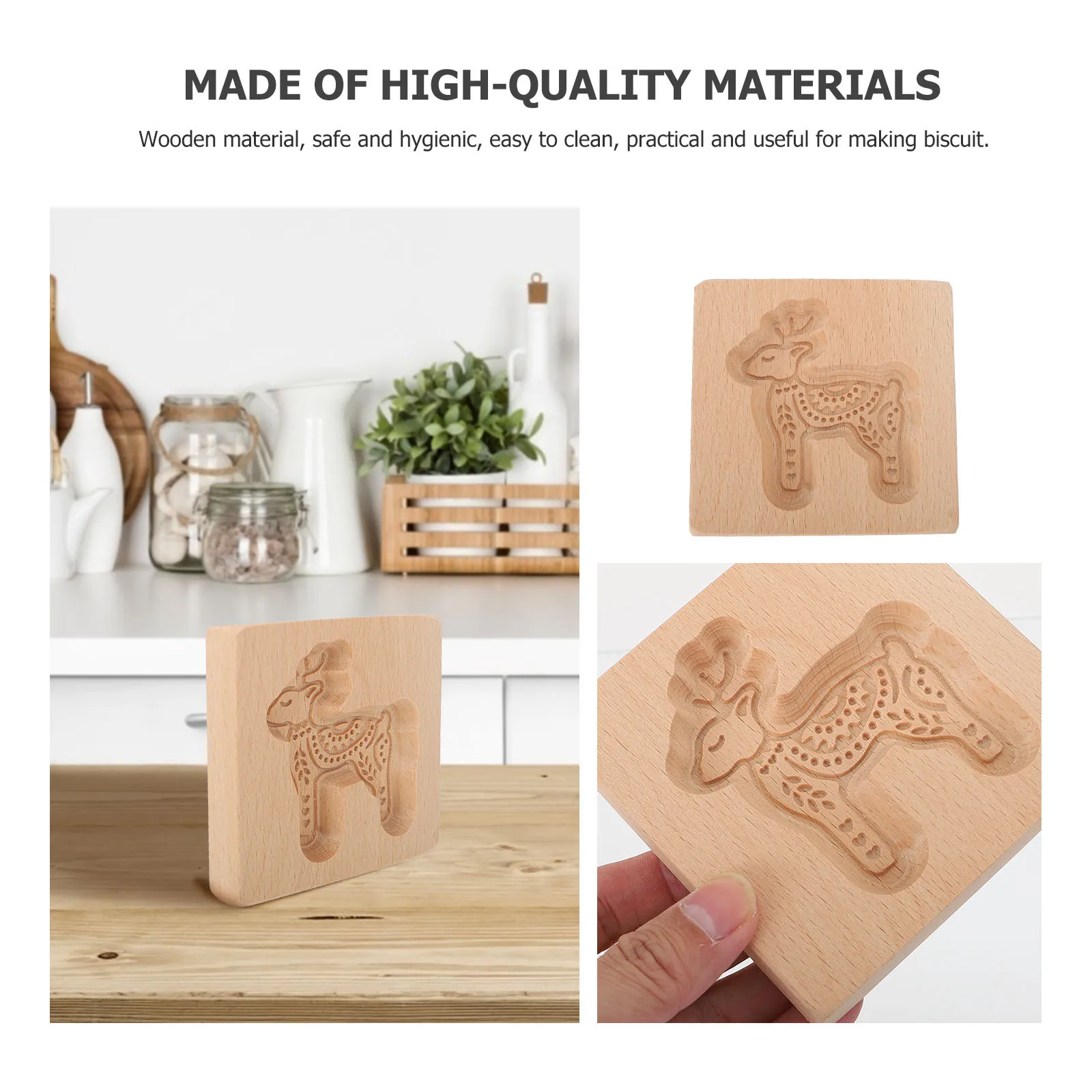 

1pc Deer Shape Cookie Mold Wooden Baking Tool For Fondant Chocolate Diy Biscuit Decoration Embossed Kitchen Supply Baking Mold