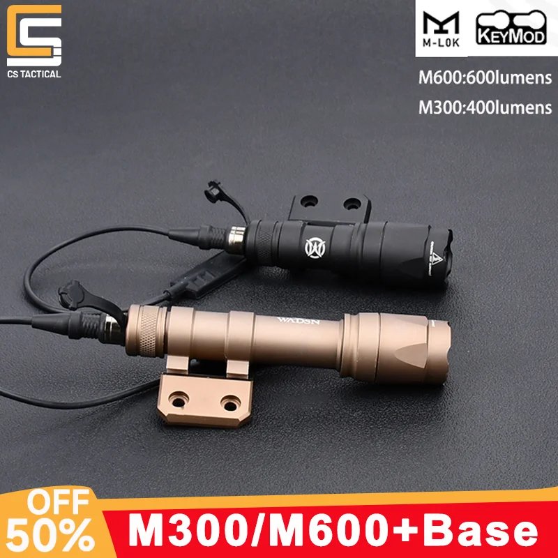 WADSN M600 M600C M300A Tactical Weapon Flashlight With Offset Mount for Mlok Keymod Rail Airsoft Pistol Gun Scout Accessories