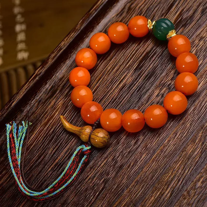 Gold Nail Mountain Collectables-Autograph Bracelet Backflow Bone Gourd Beads Tassel Tibetan Men And Women Retro Single Ri