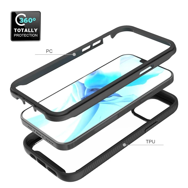 2IN1 Clear Back Rough Bumper Case For iphone 15 11 12 13 14 Pro Max X XS MAX XR SE 6 7 8 Plus Anti-Knock Protective Phone Cover