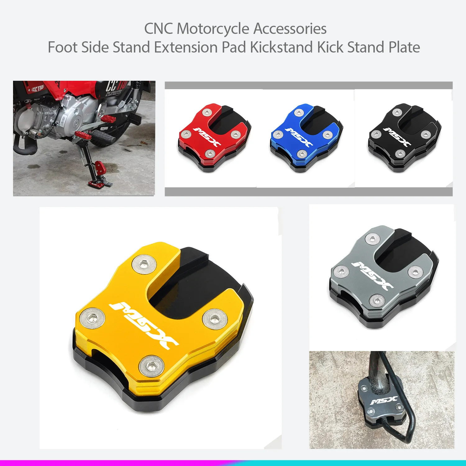 

Motorcycle Accessories For Honda MSX125 Grom 125 MSX MONKEY 125 Kickstand Foot Side Stand Sidestand Extension Pad Support Plate