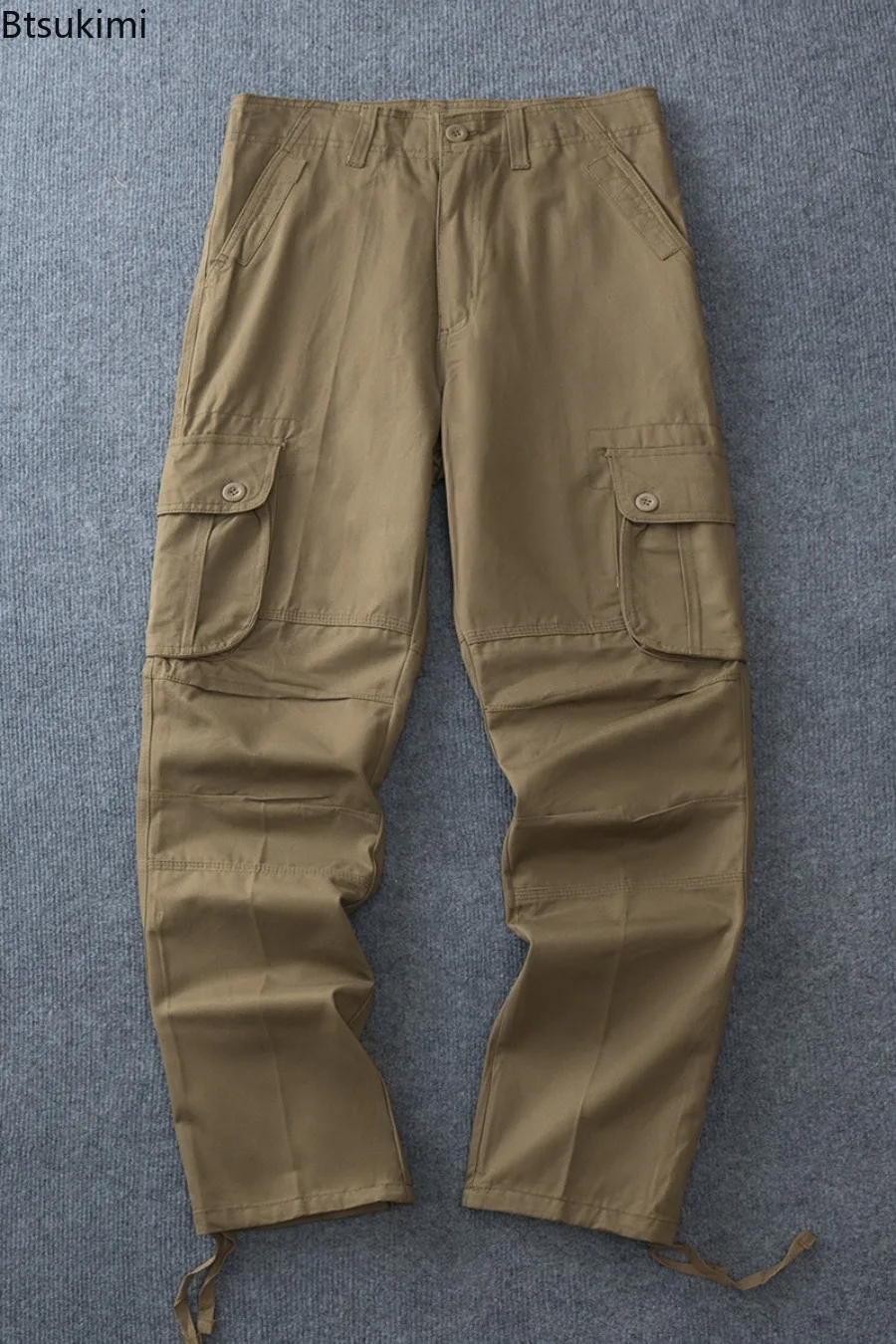 

Vintage Fashion Multiple Pockets Men's Cargo Pants Classic Button Outdoor Casual Baggy Trousers Autumn New All-match Men Pants