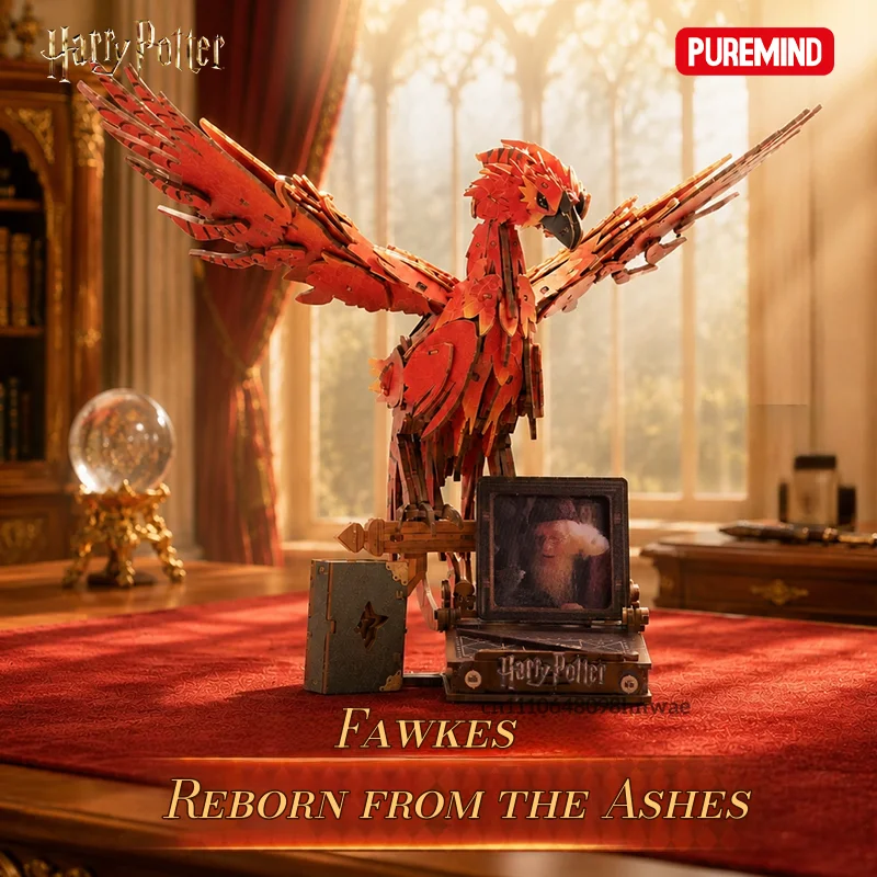 PUREMIND Nueva Serie de Bloques de Construcción de Madera de Harry Potter, Fawkes Phoenix, Modelo Ensamblado, Juguete, Adorno, Regalo Coleccionable