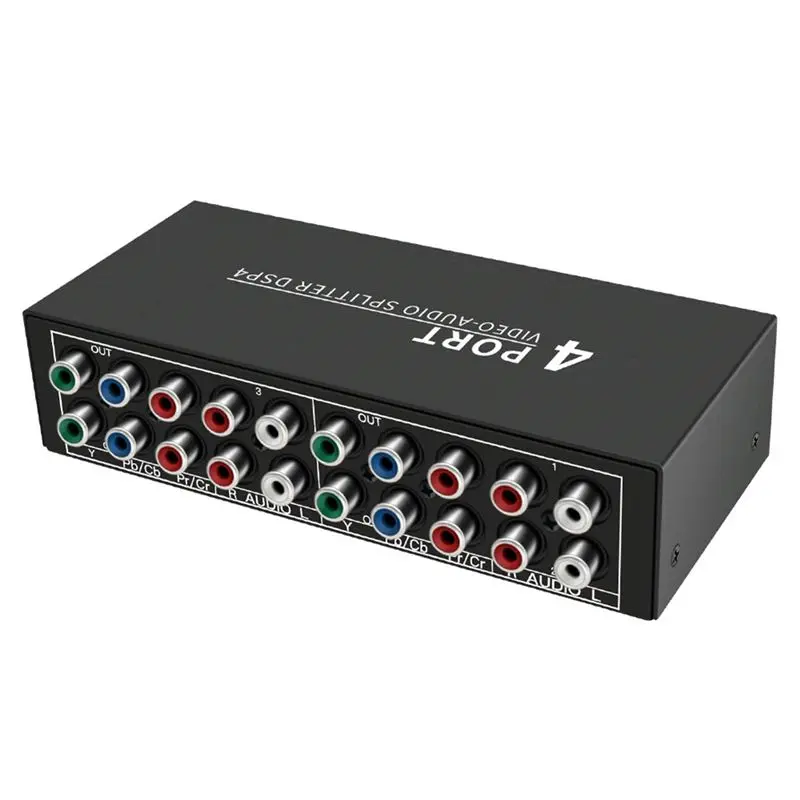 A23F-AV Component Video Audio Splitter 1 In 4 Out, 4-Way RCA/Ypbpr Component Video L/R Audio AV Splitter For DVD HDTV