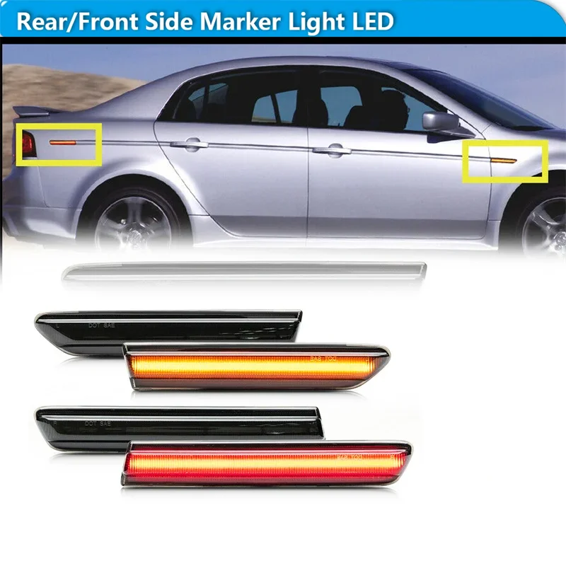 

For Acura TL Car LED Front Rear Bumper Side Marker Turn Signal Lights Parking Lights Fender Flare Lamp 2004 2005 2006 2007 2008