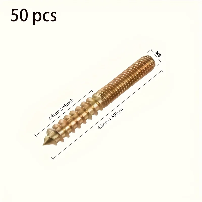 50 Vis Autotaraudeuses M6 Double Tête Poignée Spirale, Boulons à Oreilles pour Pieds Meuble Bois Métal