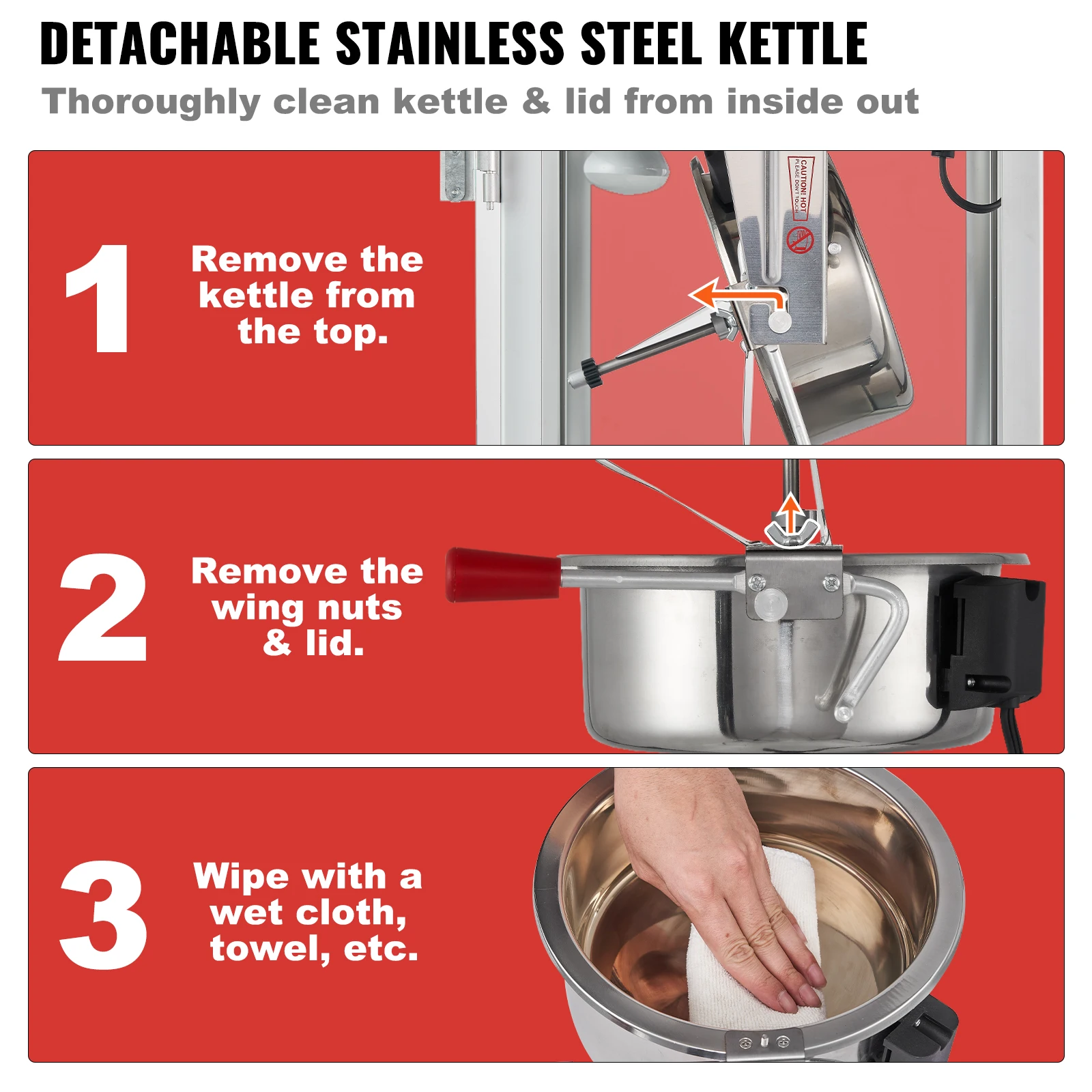 SucceBuy 8/12Oz صانع الفشار الكهربائي آلة بوبر التجارية تجهيزات المطابخ الذرة الأوتوماتيكية مع ملعقة مغرفة 304 أنبوب التدفئة