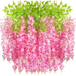Artificial Flower Vine Ivy Leaf Garland for Home Wall Plant Fake Wisteria Flower Decor Wedding Flower Arch 110cm Wisteria