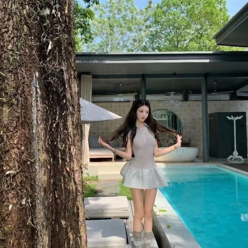 

Американское ретро пикантное платье в стиле девушки с короткими рукавами в стиле пэчворк, осеннее японское платье в стиле Харадзюку, облегающее серое платье трапециевидной формы