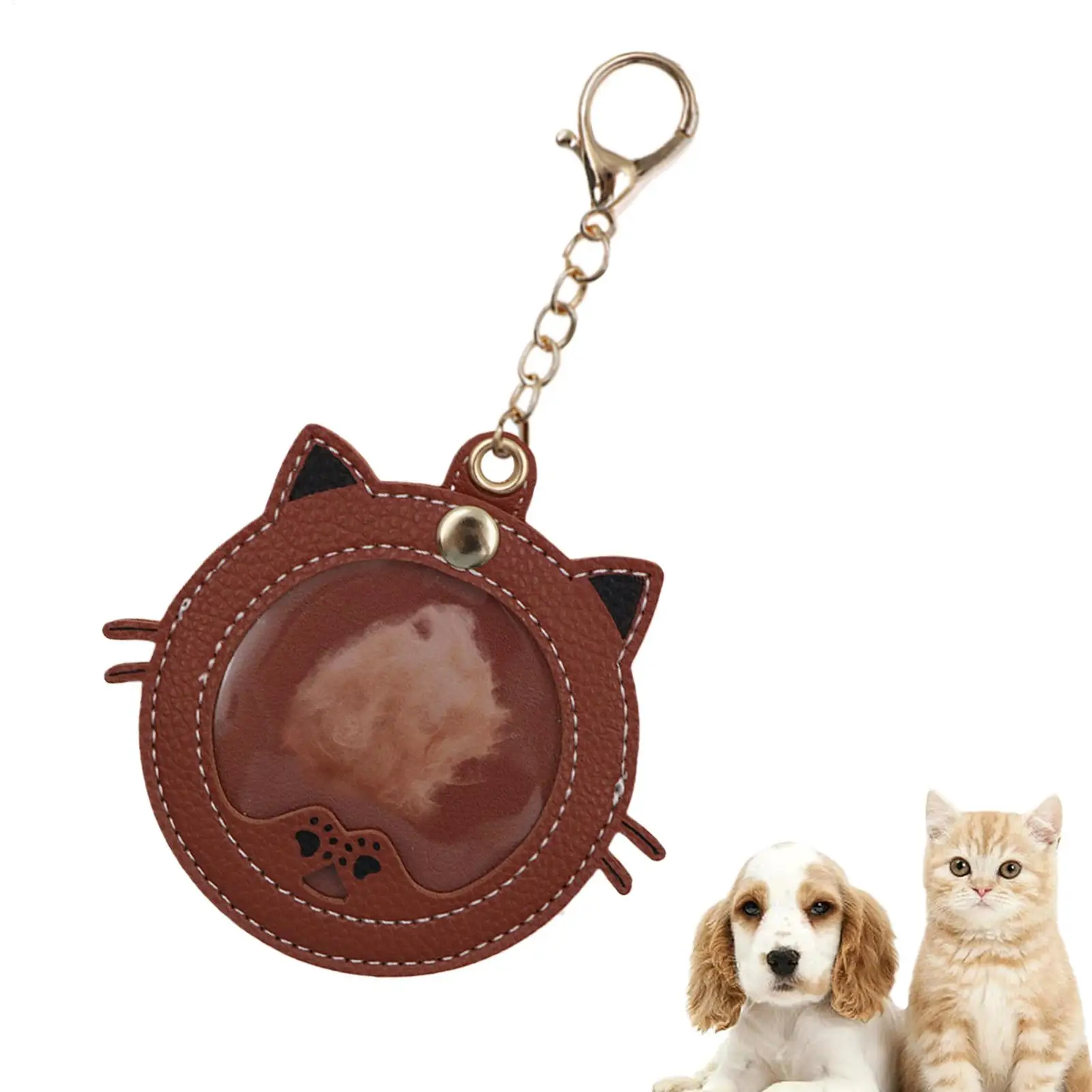 

Dog Hair Keychain Kitten Face Shaped Dog Hair Storage Keychain Creative Key Holder Photo Storage Keyring For Backpack Home Bag