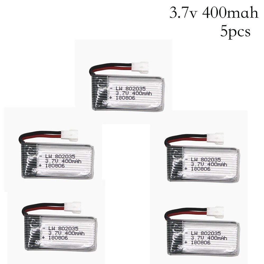 5PCS/lot 3.7V 400mah 30c Lipo Battery For H107 H31 KY101 E33C E33 U816A V252 H6C 25C RC Quadcopter 30C Lipo Battery 3.7 v 802035